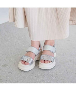 MODE ET JACOMO <MODE ET JACOMO>ボリュームソールグリッターサンダル シルバーメタリック
