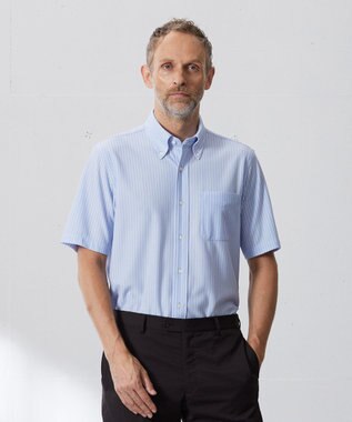 J.PRESS MEN 【J.PRESS PLUS】カノコインレイストライプパッチポケット シャツ/B.D. サックスブルー系2