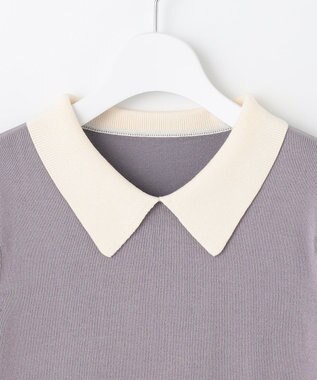 Feroux 【洗える】襟付きニット プルオーバー ライトグレー系