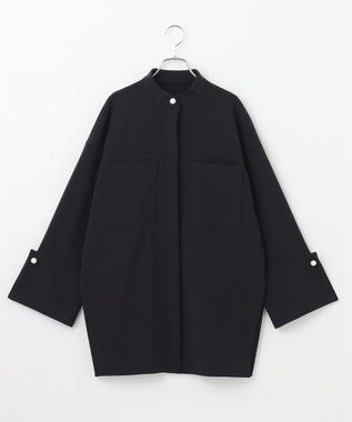 #Newans 【セレモニーにも】パールボタンビッグブラウス ネイビー系