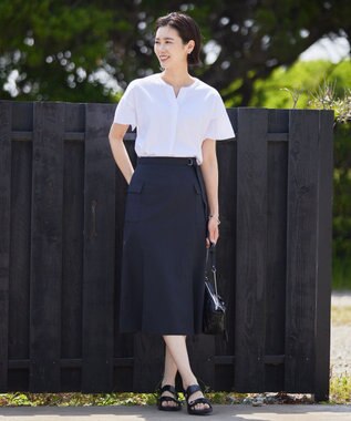 J.PRESS LADIES S 【洗える・イージーケア】ソフトタイプライター マーメイド スカート ネイビー系