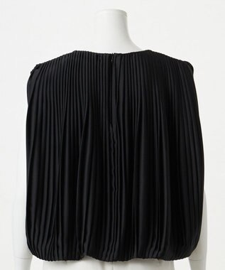 23区 L 【エステータ】ドレープサテン プリーツブラウス ブラック系