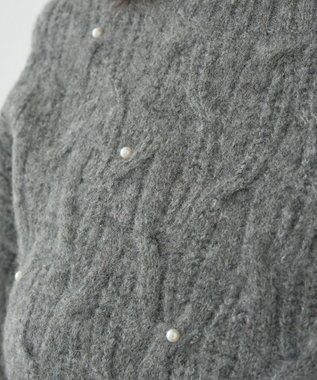 earth music&ecology パール＆ケーブルニットプルオーバー Gray Mixture