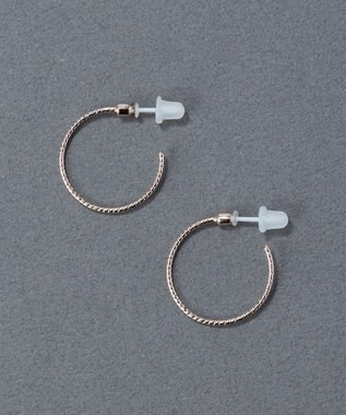 Phoebe 〈金属アレルギー対応〉ファインスレッドフープセラミックポストピアス シンプル/フープピアス シャンパンゴールド