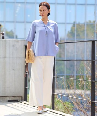 自由区 L 【接触冷感・UVカット・吸水速乾・洗える】シェルタリングドライオックスワイド パンツ アイボリー系