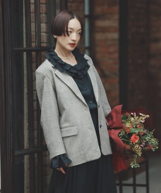 #Newans 【高山都さんコラボ】オーバーサイズテーラードジャケット ベージュチェック