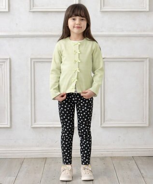 ANY KIDS 総柄 カット パンツ ブラック×花柄