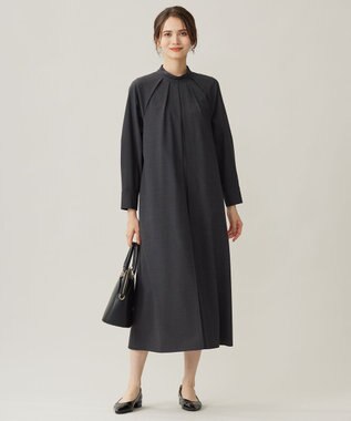 自由区 【洗える】ウーステッドトロ ワンピース チャコール