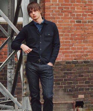 JOSEPH ABBOUD 【チクチクしない/イージーケア/3シーズン対応/サスティナブル】SNOWY  シャツカーディガン ネイビー系