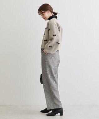 Green Parks ・ｓｗｉｎｇ　ｂｙ　メニーリボンニットカーディガン Gray Beige