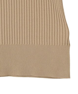 YECCA VECCA ハイネック5分袖リブニット Gray Beige
