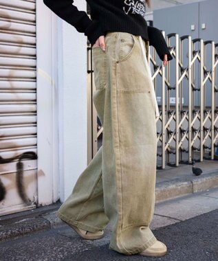 WEGO ヴィンテージウォッシュダックダブルニーバギーパンツ ベージュその他