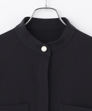 #Newans 【セレモニーにも】パールボタンビッグブラウス ネイビー系