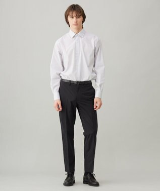 UNFILO MENS ドライ ストレッチ ドレスシャツ ブラックストライプ