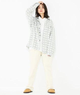 JOSEPH ABBOUD MOUNTAIN 【SPACE／UNISEX】フランネルジャージーチェック シャツ ライトグレー系3
