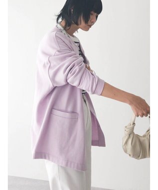 Green Parks 裏起毛ミディ丈ドットボタンカーディガン Purple