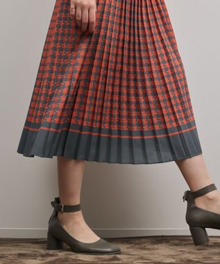 GRACE CONTINENTAL バイカラーチェックプリントワンピース レッド