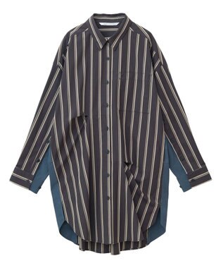 YECCA VECCA 2way袖デザインロングシャツ Stripe Black