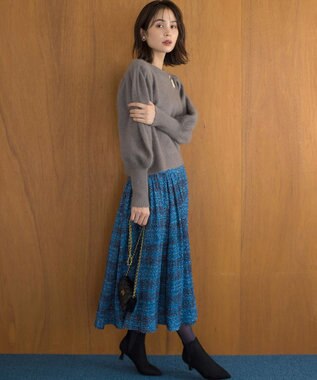 組曲 L 【WEB限定】フラッフィーファー パフスリーブニット ココアブラウン系