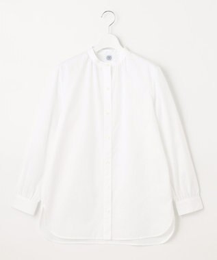 J.PRESS LADIES 【洗える】 コンパクトコットン ストライプ バンドカラー ブラウス ホワイト系