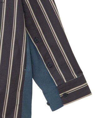 YECCA VECCA 2way袖デザインロングシャツ Stripe Black