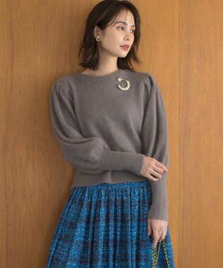 組曲 L 【WEB限定】フラッフィーファー パフスリーブニット ココアブラウン系