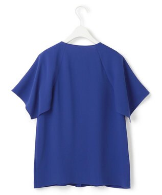 ICB L 【UVカット・接触冷感・防シワ・洗える】エステルダブルクロス ハンカチーフスリーブブラウス ロイヤルブルー系