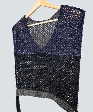 COQ STRATA 和紙ショート丈ベスト ネイビー