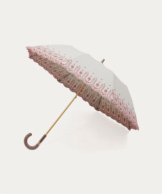 MOONBAT POLO RALPH LAUREN（ポロ ラルフローレン）晴雨兼用日傘 フローラル刺繍 折りたたみ傘 楽折 遮光 遮熱 UV ダークレッド