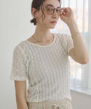 WEGO 【ANGIE VINTAGE】レースTシャツ ホワイトアイボリー