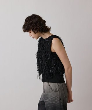 GRACE CONTINENTAL フリンジベスト ブラック