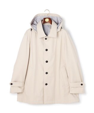 J.PRESS MEN 【KING SIZE】【オンオフ兼用 / ストレッチ / 撥水 / 洗える】トリコット3レイヤーバルマカンショートコート / フードデタッチャブル