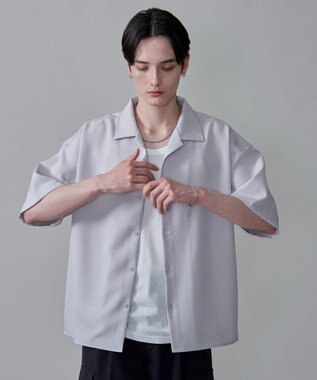 WEGO 【速乾/しわになりにくい/MLサイズ展開】ドライポリオープンカラーシャツ（SS） ライトグレー