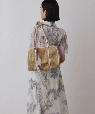 GRACE CONTINENTAL シャドーフラワープリントワンピース グレー