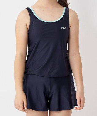 OP／FILA 【FILA】キュロットタイプのワンピーススクール水着 ネイビー×サックス