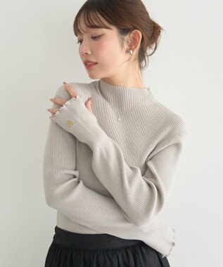 earth music&ecology ハートプレートリブニットプルオーバー Gray