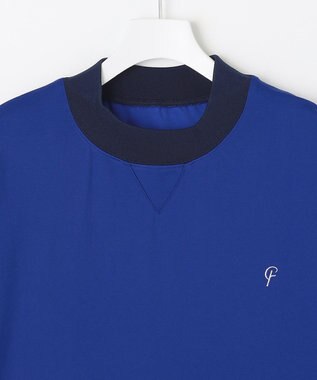 23区GOLF 【23Fondation/MEN】バイカラー モックネックシャツ 余裕のあるサイズ感 着疲れしない ブルー系