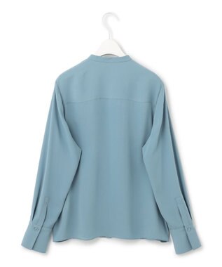 ICB 【洗える・UVケア】BackSatinAmunzen ラッフルデザインブラウス ライトブルーグレー系