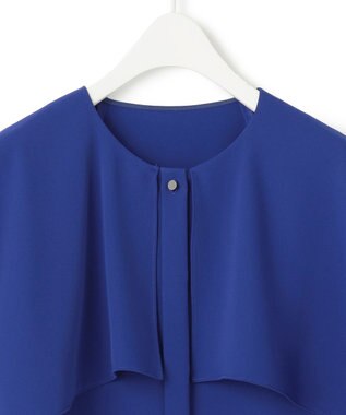 ICB L 【UVカット・接触冷感・防シワ・洗える】エステルダブルクロス ハンカチーフスリーブブラウス ロイヤルブルー系