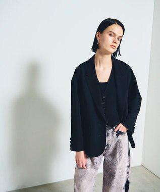 GRACE CONTINENTAL トリアセオーバーサイズジャケット ブラック