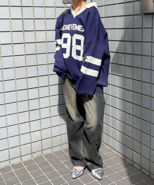 WEGO ナンバリングジャガードニット ネイビー