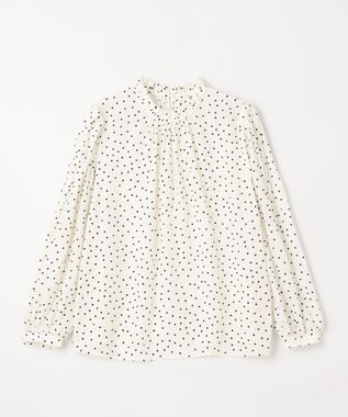 ANY 【洗濯機可・UVケア・接触冷感】フリルネックブラウス オフベースドット
