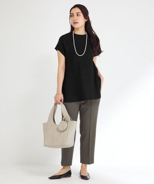 23区 L 【Lサイズ限定】ソフトストレッチポンチ テーパードパンツ グレー系