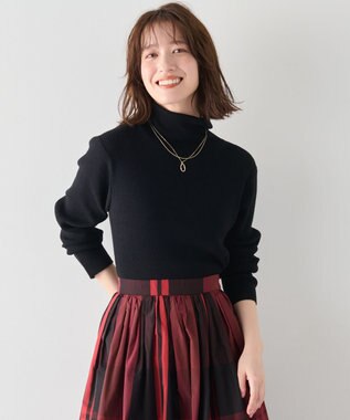 ANY 【洗濯機可】ウォームニットリブタートルネック ブラック