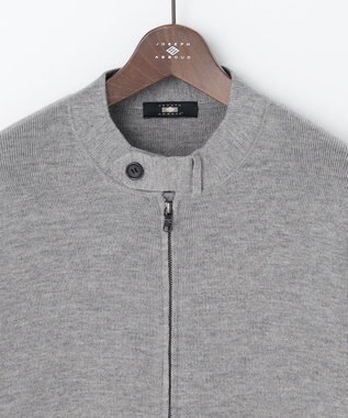 JOSEPH ABBOUD 【カシミヤブレンド/イージーケア/軽い/保温性】Karl Karl ライダース ニット ブルゾン ライトグレー系