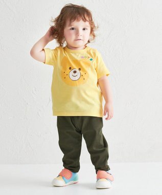 MIKI HOUSE HOT BISCUITS 【80-120cm】カラフルビーンズ フェイスプリント 半袖Tシャツ 黄