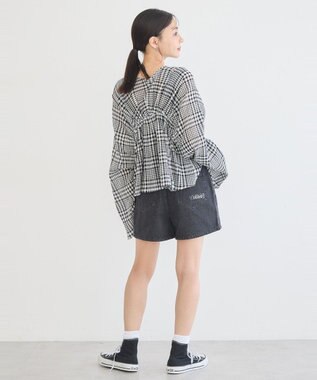 earth music&ecology ワッシャードロスト羽織りシャツ Check Black