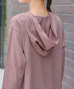 Tiaclasse 【洗える】パールポケット付きニットチュニックパーカー ピンク