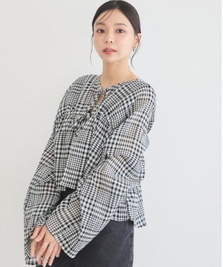 earth music&ecology ワッシャードロスト羽織りシャツ Check Black