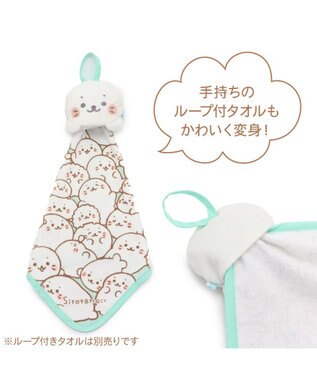 Mother garden しろたん 総柄 ガーゼ マスコット付き ハンドタオル  30cm×30cm グレー